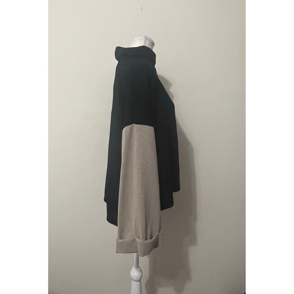 SHE+SKY Women Color Block Hi Low Top Black Beige Brown Long Sleeve Large Sweater - Picture 4 of 7